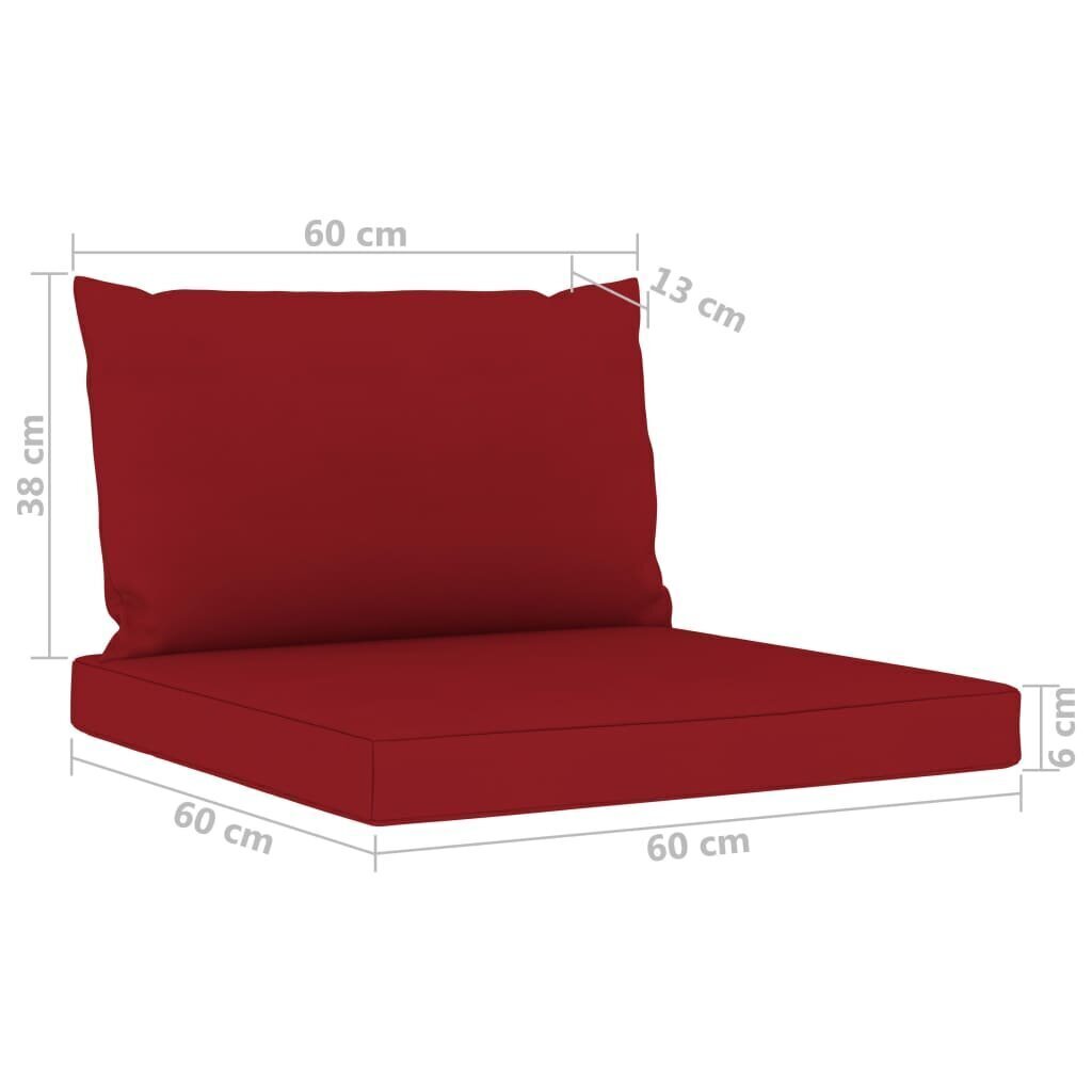 Trīsvietīgs dārza dīvāns vidaXL ar vīnsarkaniem matračiem, brūns cena un informācija | Dārza krēsli | 220.lv