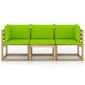 Trīsvietīgs dārza dīvāns vidaXL ar koši zaļiem matračiem, brūns cena un informācija | Dārza krēsli | 220.lv