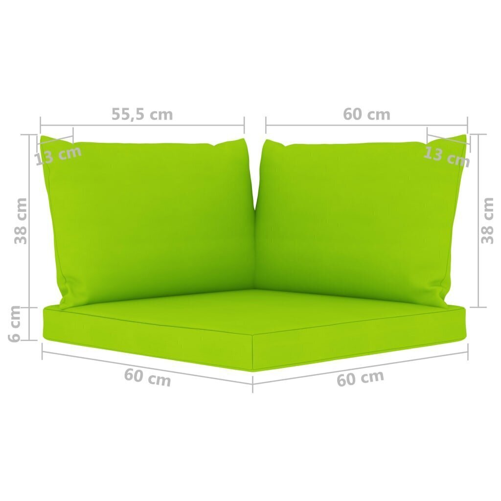 Trīsvietīgs dārza dīvāns vidaXL ar koši zaļiem matračiem, brūns cena un informācija | Dārza krēsli | 220.lv