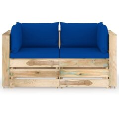 Divvietīgs dārza dīvāns vidaXL ar matračiem, zaļš cena un informācija | Dārza krēsli | 220.lv