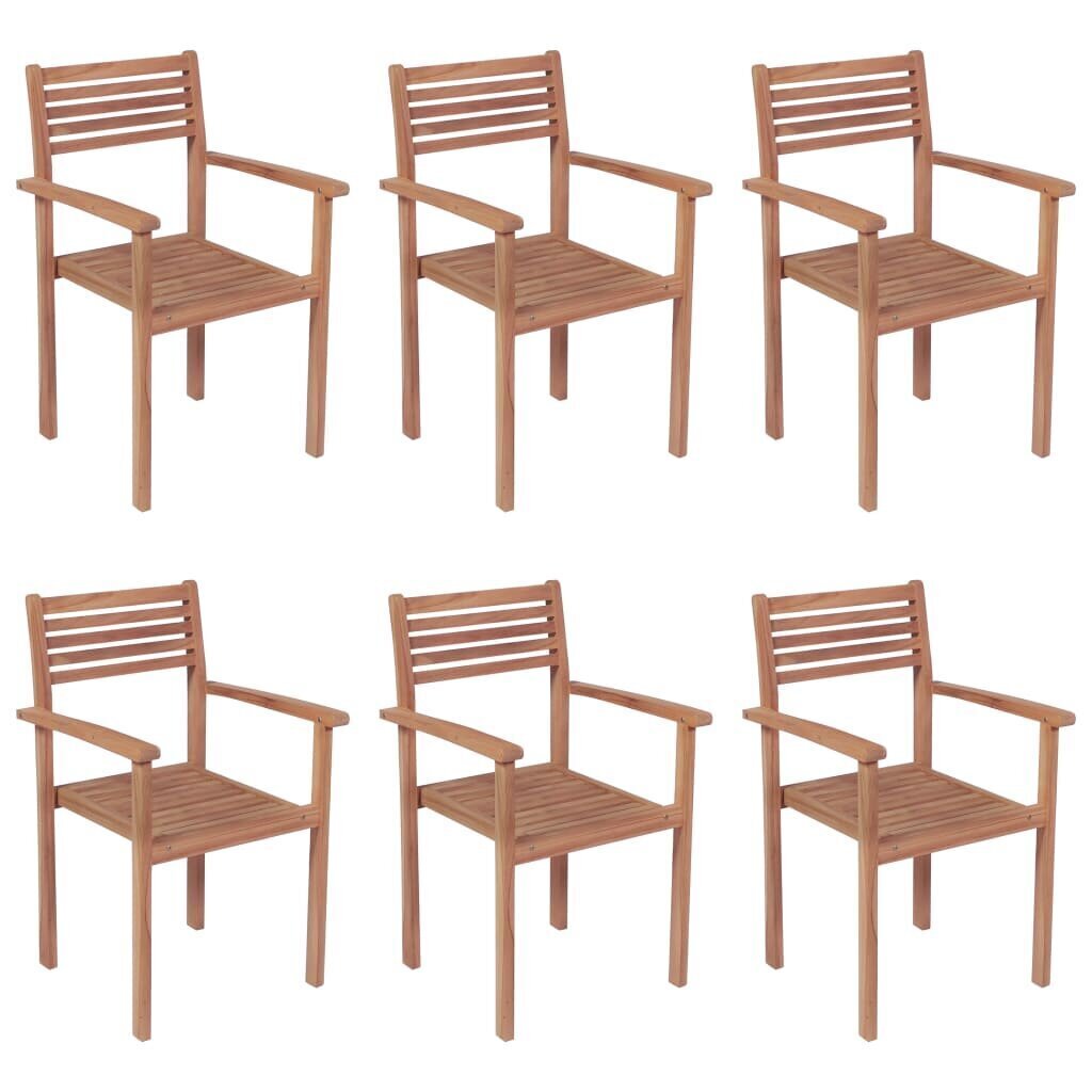 Dārza krēsli ar matračiem vidaXL, 6 gab., brūni cena un informācija | Dārza krēsli | 220.lv