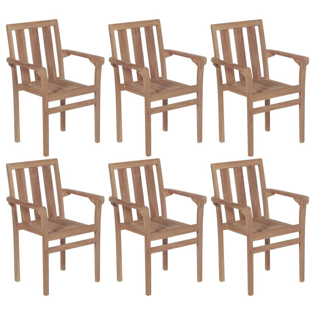 Dārza krēsli ar matračiem vidaXL, 6 gab., brūni цена и информация | Dārza krēsli | 220.lv