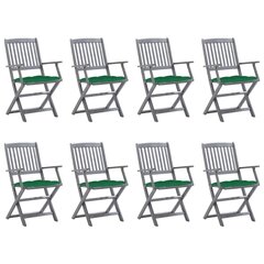 Saliekami āra krēsli ar matračiem vidaXL, 8 gab. цена и информация | Садовые стулья, кресла, пуфы | 220.lv