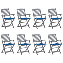 Saliekami āra krēsli ar matračiem vidaXL, 8 gab. цена и информация | Садовые стулья, кресла, пуфы | 220.lv