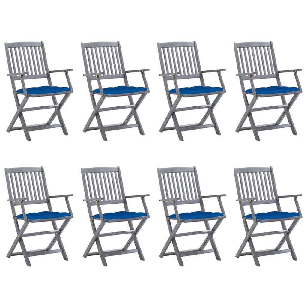 Saliekami āra krēsli ar matračiem vidaXL, 8 gab. cena un informācija | Dārza krēsli | 220.lv