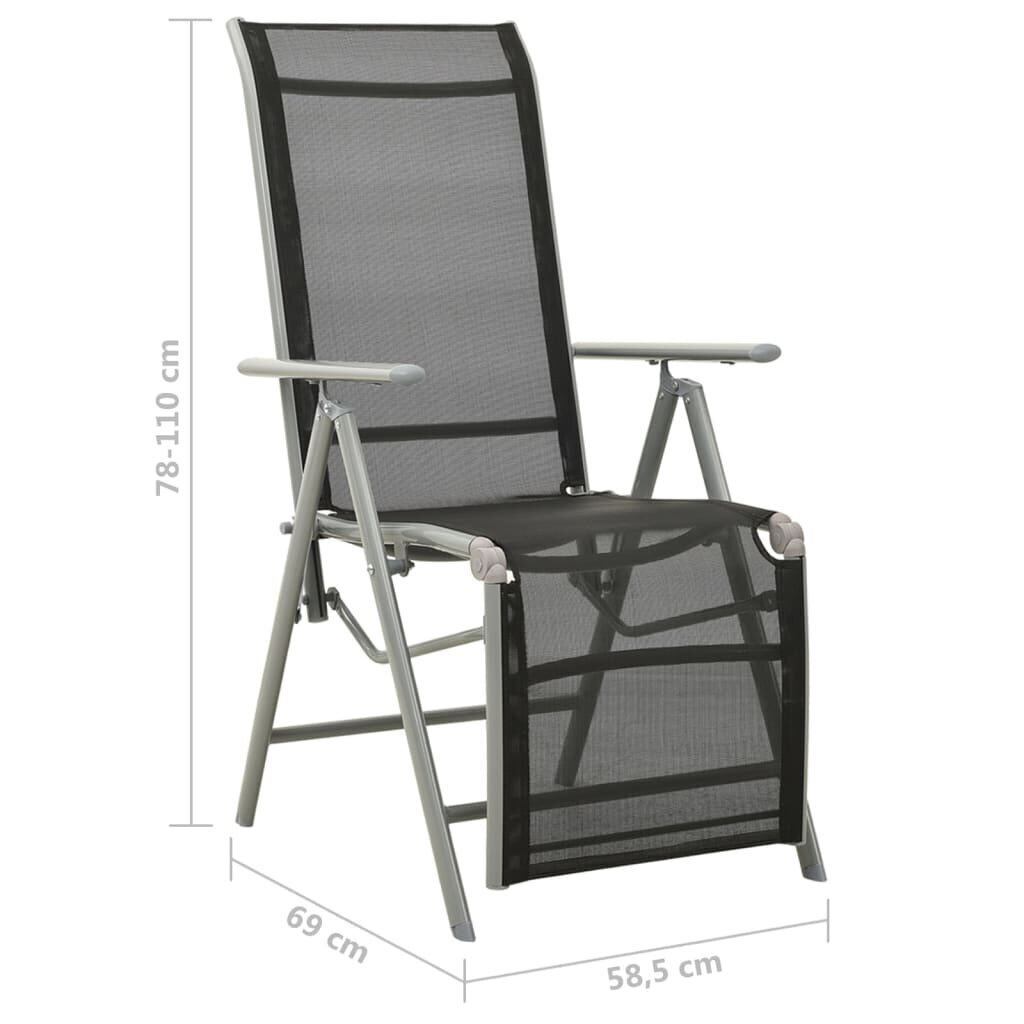 Atgāžams dārza krēsls vidaXL, sudraba krāsā cena un informācija | Dārza krēsli | 220.lv