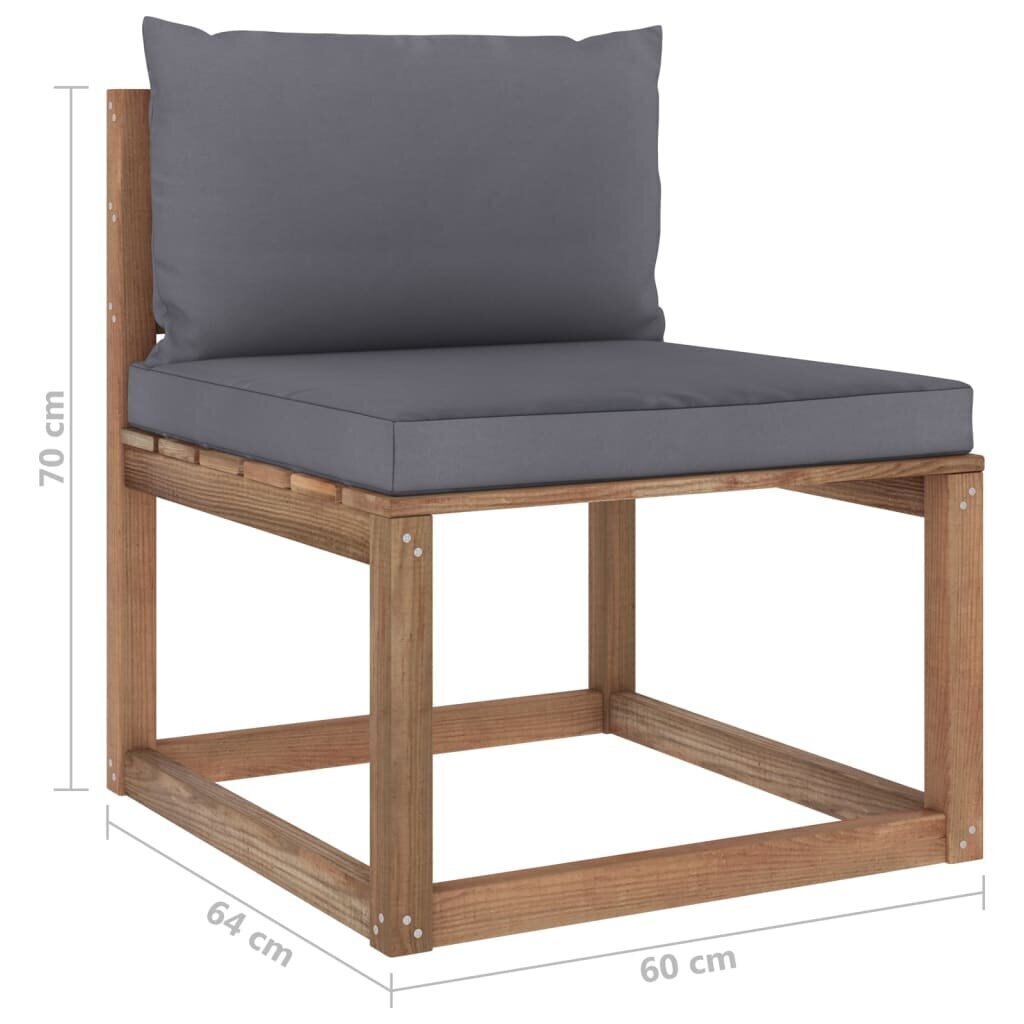 Četrvietīgs dārza palešu dīvāns ar matračiem vidaXL, brūns cena un informācija | Dārza krēsli | 220.lv