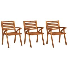 Dārza krēsli ar matračiem vidaXL, 3 gab., brūni cena un informācija | Dārza krēsli | 220.lv