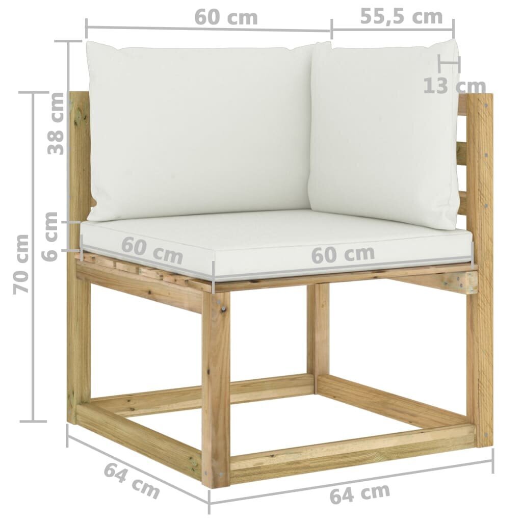 Dārza stūra dīvāns ar matračiem vidaXL, brūns cena un informācija | Dārza krēsli | 220.lv