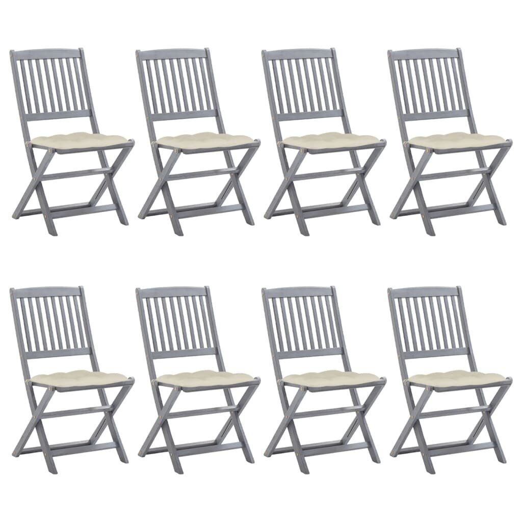 Saliekami āra krēsli ar matračiem vidaXL, 8 gab. cena un informācija | Dārza krēsli | 220.lv