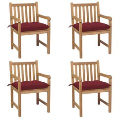 Dārza krēsli vidaXL, vīnsarkani matrači, 4 gab., brūni cena un informācija | Dārza krēsli | 220.lv