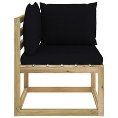 Dārza stūra dīvāns ar matračiem vidaXL, melns cena un informācija | Dārza krēsli | 220.lv