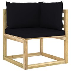 Dārza stūra dīvāns ar matračiem vidaXL, melns cena un informācija | Dārza krēsli | 220.lv