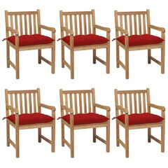 Dārza krēsli vidaXL, sarkani matrači, 6 gab., brūni cena un informācija | Dārza krēsli | 220.lv