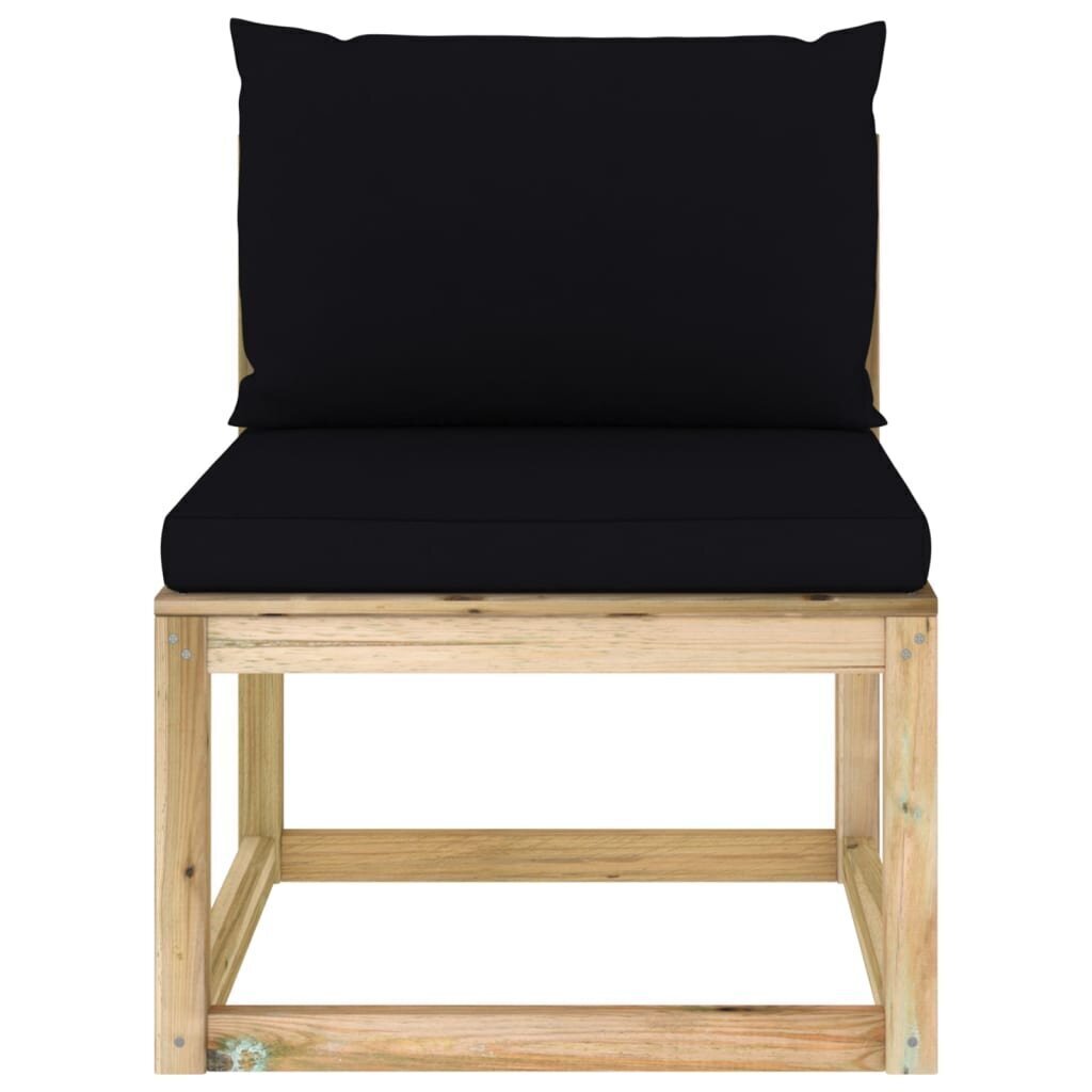 Vidējais dārza dīvāns ar matračiem vidaXL, melns cena un informācija | Dārza krēsli | 220.lv