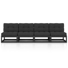 Četrvietīgs dīvāns ar matračiem vidaXL , melns cena un informācija | Dārza krēsli | 220.lv
