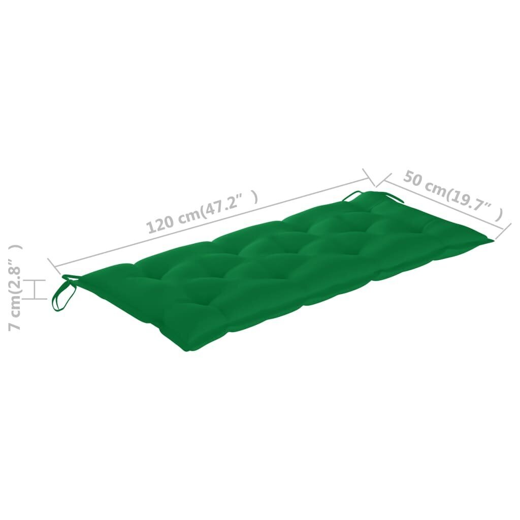 vidaXL dārza sola matracis, 120x50x7 cm, zaļš audums cena un informācija | Krēslu paliktņi | 220.lv