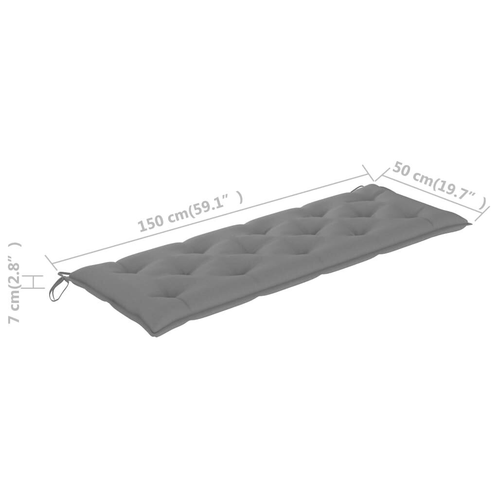 vidaXL dārza sola matracis, 150x50x7 cm, pelēks audums cena un informācija | Krēslu paliktņi | 220.lv