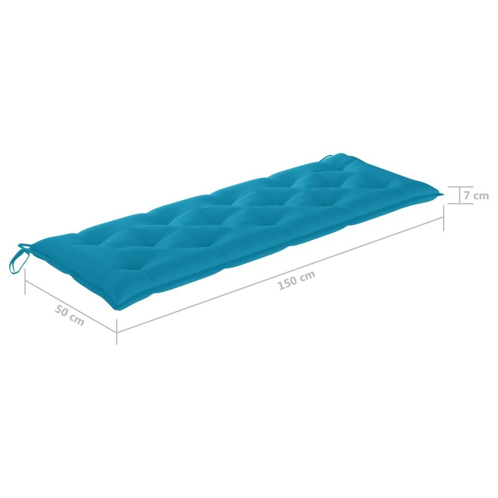 vidaXL dārza sola matracis, 150x50x7 cm, gaiši zils audums cena un informācija | Krēslu paliktņi | 220.lv