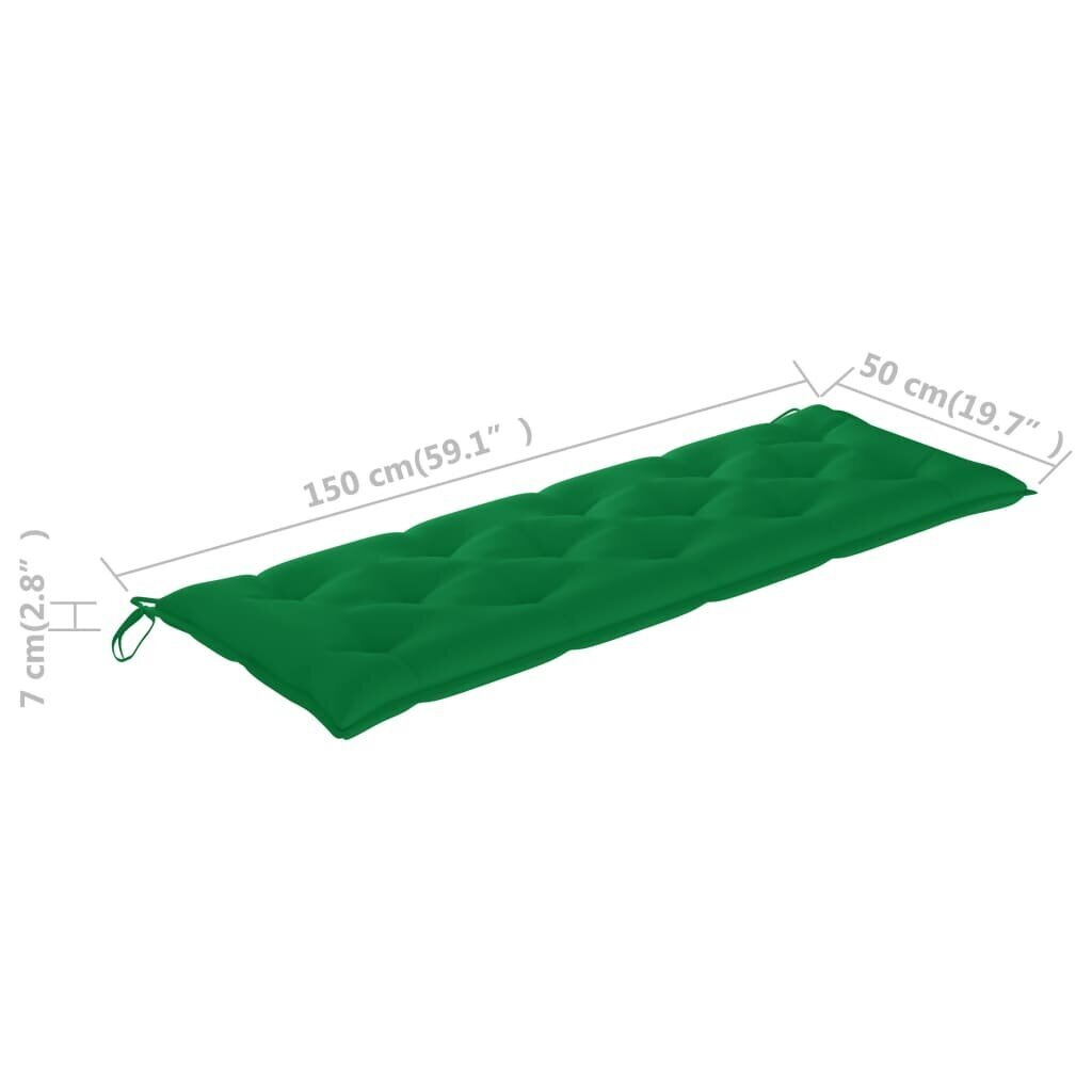 vidaXL dārza sola matracis, 150x50x7 cm, zaļš audums цена и информация | Krēslu paliktņi | 220.lv