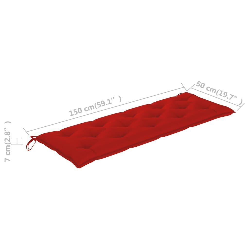 vidaXL dārza sola matracis, 150x50x7 cm, sarkans audums cena un informācija | Krēslu paliktņi | 220.lv