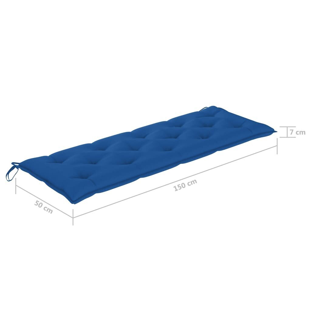 vidaXL dārza sola matracis, 150x50x7 cm, zils audums cena un informācija | Krēslu paliktņi | 220.lv