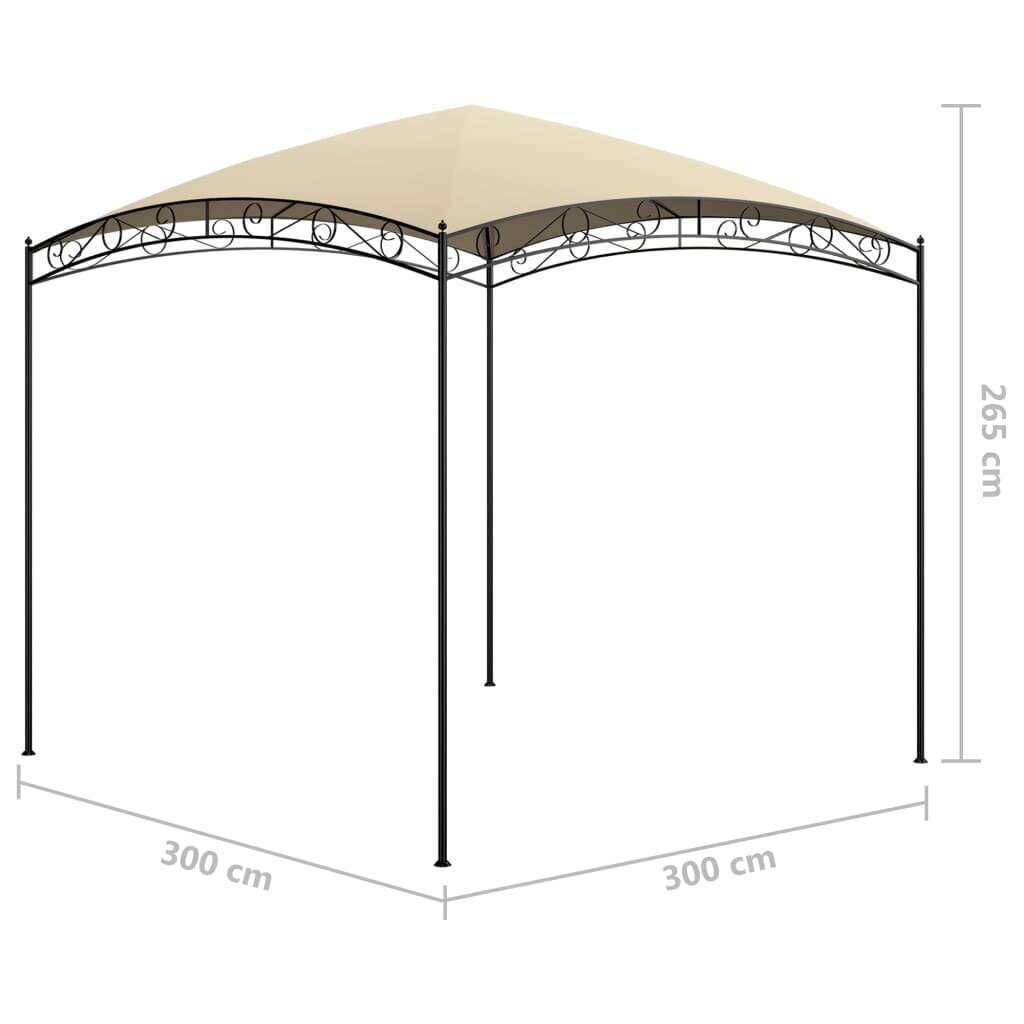 vidaXL dārza nojume, 3x3x2,65 m, krēmkrāsas, 180 g/m² цена и информация | Dārza nojumes un lapenes | 220.lv