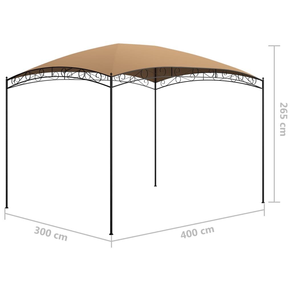 vidaXL dārza nojume, 3x4x2,65 m, pelēkbrūna, 180 g/m² cena un informācija | Dārza nojumes un lapenes | 220.lv