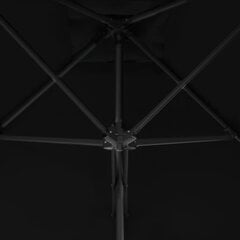 Dārza saulessargs ar tērauda kātu vidaXL, 250x250x230 cm, melns цена и информация | Зонты, маркизы, стойки | 220.lv