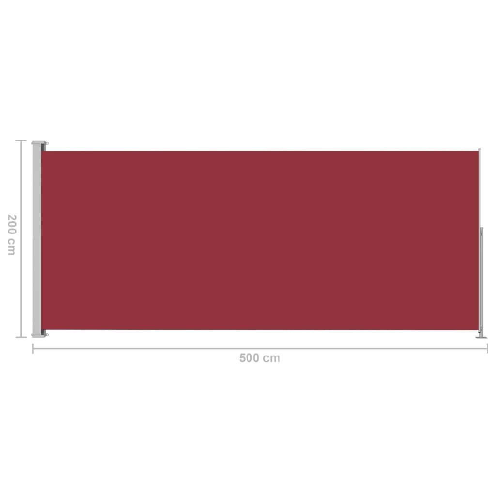 vidaXL izvelkama sānu markīze, sarkana, 200x500 cm cena un informācija | Saulessargi, markīzes un statīvi | 220.lv