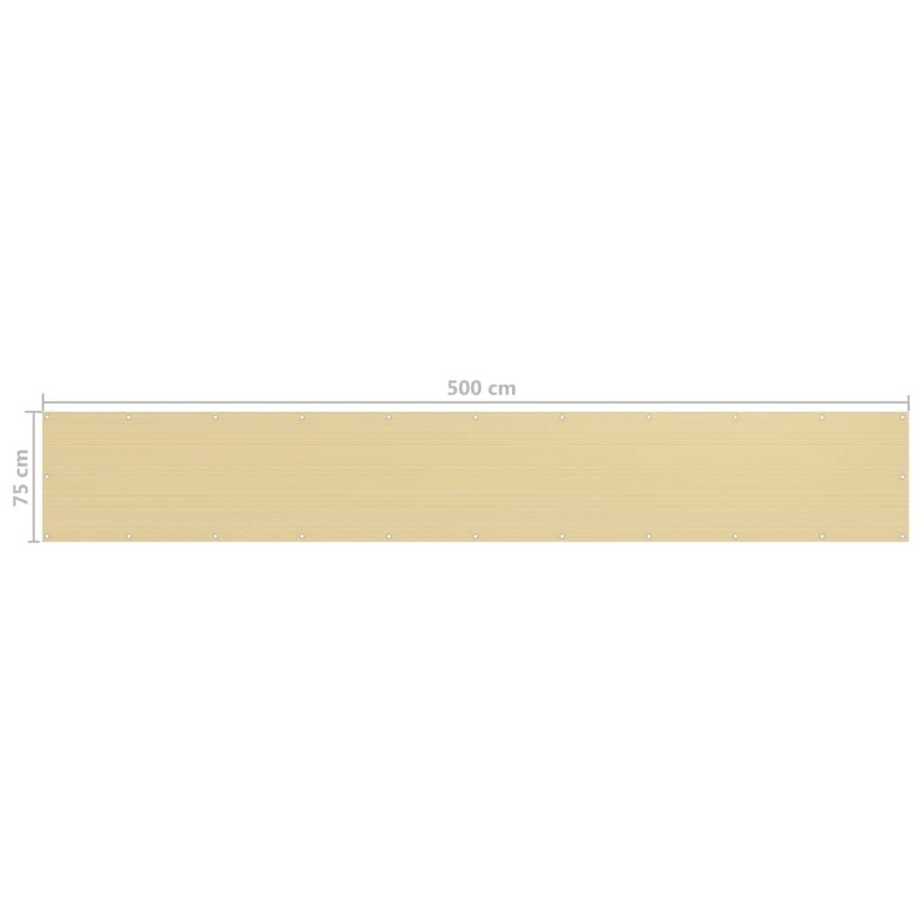 Balkona aizslietnis vidaXL, 75x500 cm, bēšs cena un informācija | Saulessargi, markīzes un statīvi | 220.lv