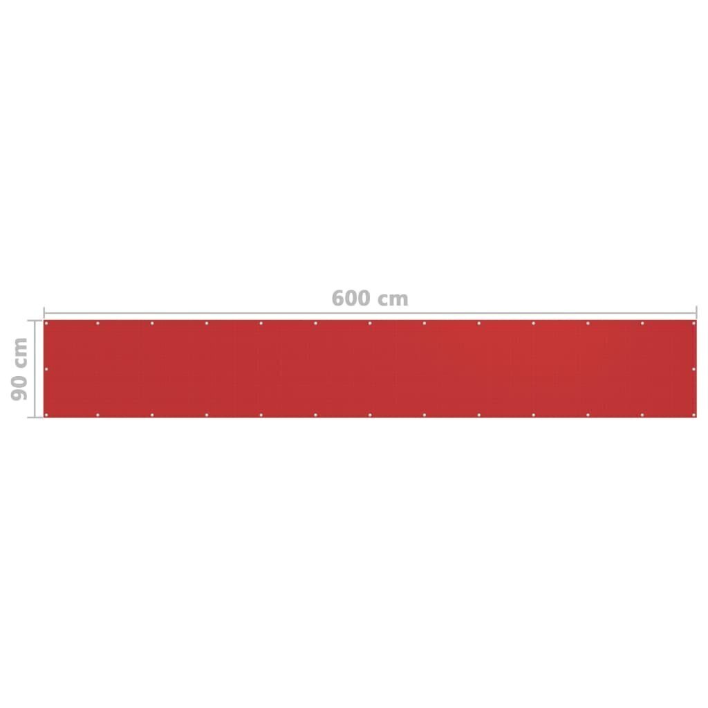 Balkona aizslietnis vidaXL, 90x600 cm, sarkans cena un informācija | Saulessargi, markīzes un statīvi | 220.lv