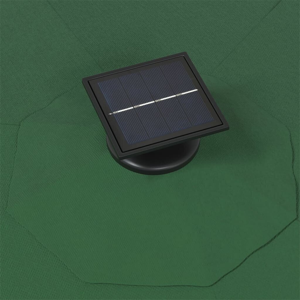 Saulessargs ar metāla kātu un LED vidaXL, 300 cm, zaļš cena un informācija | Saulessargi, markīzes un statīvi | 220.lv