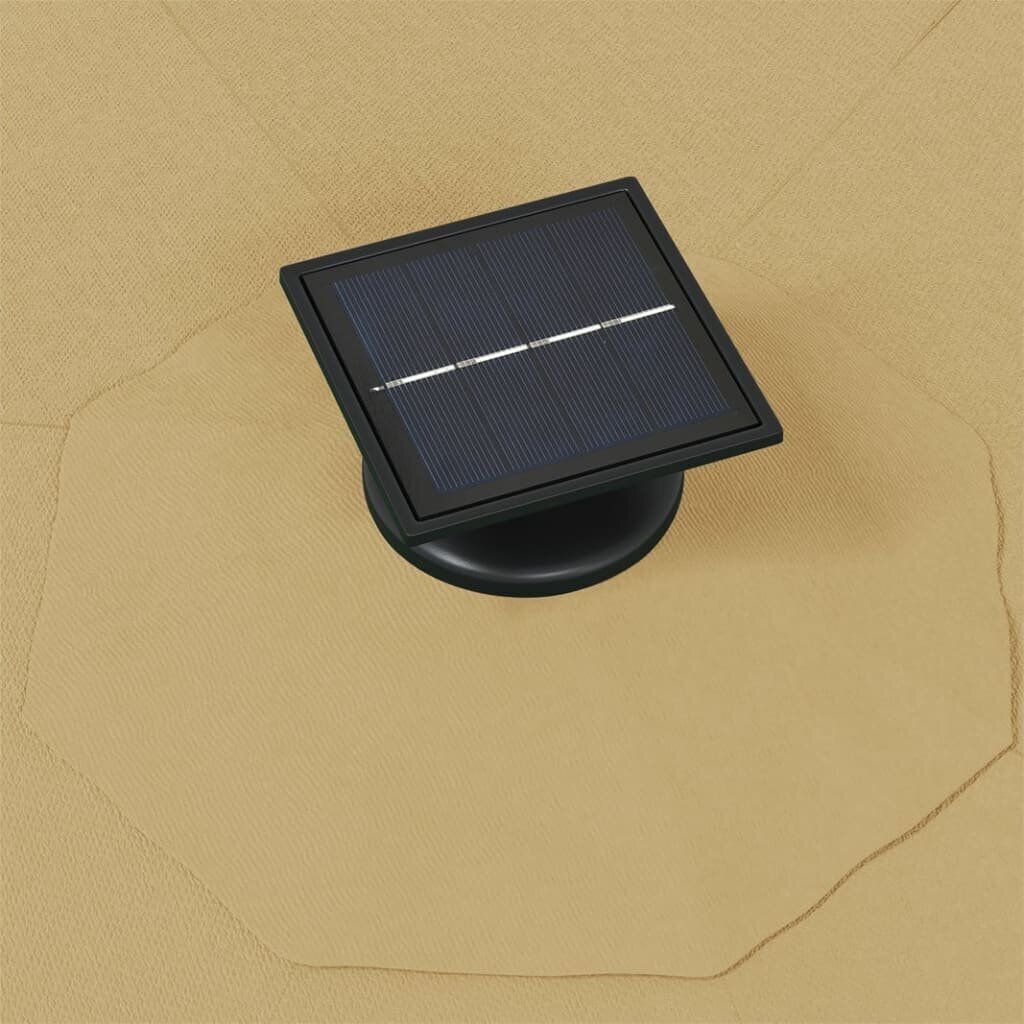 Saulessargs ar metāla kātu un LED vidaXL, 300 cm, pelēkbrūns cena un informācija | Saulessargi, markīzes un statīvi | 220.lv