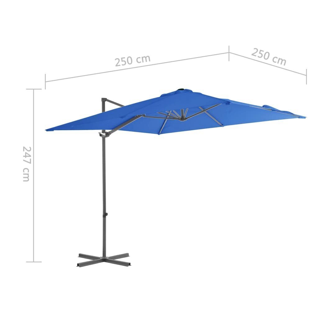 Dārza saulessargs ar tērauda kātu vidaXL, 250x250 cm, debeszils cena un informācija | Saulessargi, markīzes un statīvi | 220.lv