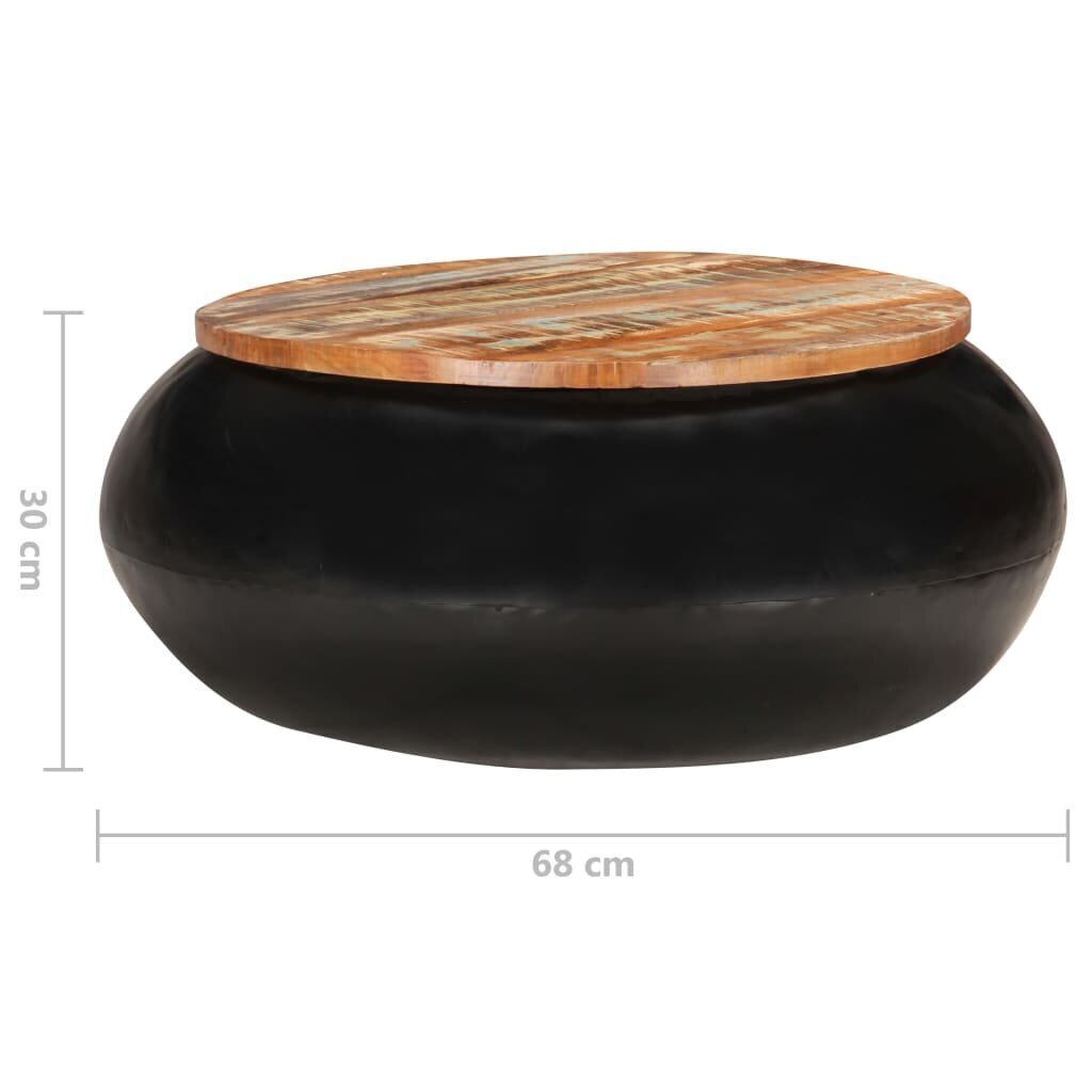 vidaXL kafijas galdiņš, melns, 68x68x30 cm, pārstrādāts masīvkoks cena un informācija | Žurnālgaldiņi | 220.lv