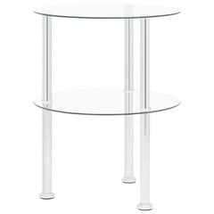 vidaXL 2 līmeņu galdiņš, 38 cm, caurspīdīgs, rūdīts stikls cena un informācija | Žurnālgaldiņi | 220.lv