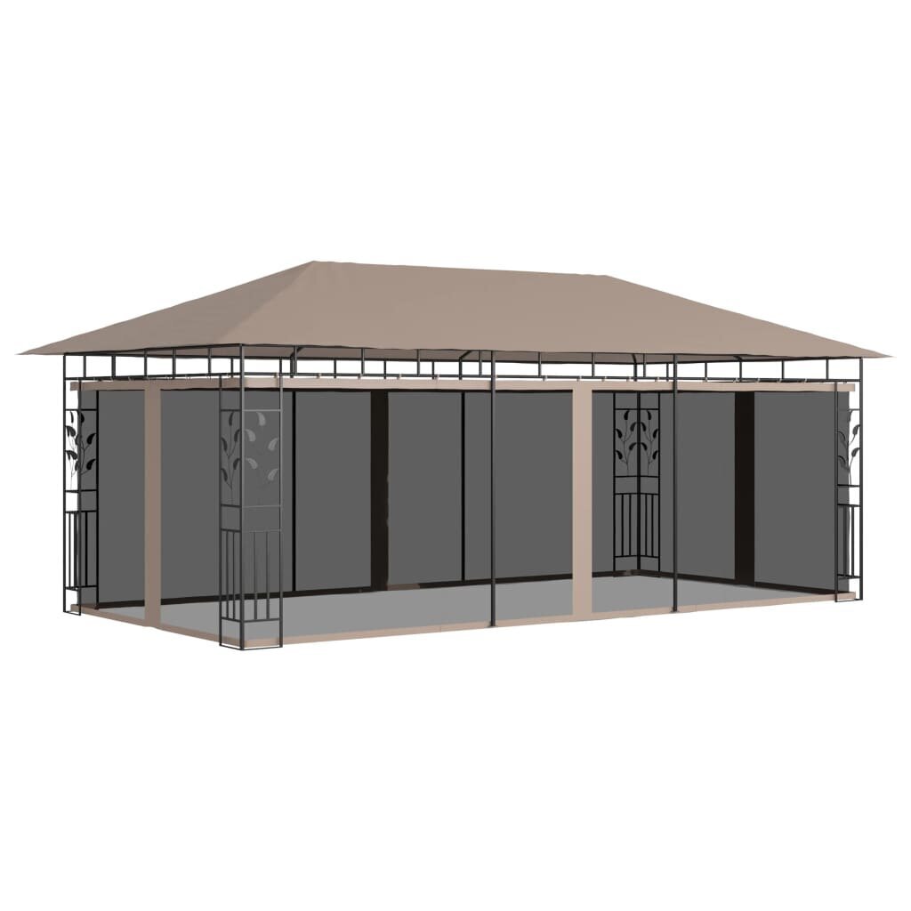 vidaXL dārza nojume ar moskītu tīklu, 6x3x2,73 m, 180g/m², pelēkbrūna cena un informācija | Dārza nojumes un lapenes | 220.lv