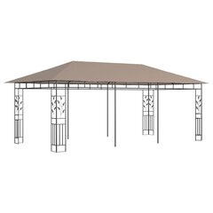 vidaXL dārza nojume ar moskītu tīklu, 6x3x2,73 m, 180g/m², pelēkbrūna цена и информация | Беседки, навесы, тенты | 220.lv