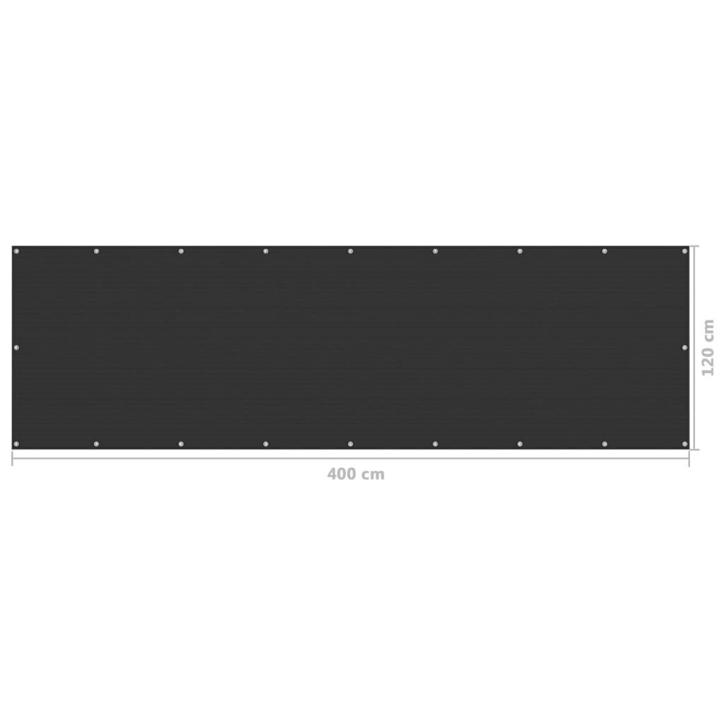 Balkona aizslietnis vidaXL, 120x400 cm, antracītpelēks cena un informācija | Saulessargi, markīzes un statīvi | 220.lv