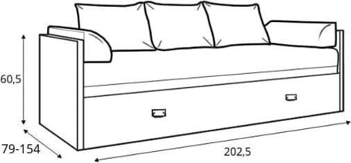 Izvelkamā gulta Indiana, 150x195 cm, pelēka/ozola krāsa cena un informācija | Gultas | 220.lv