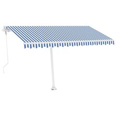 Izvelkama markīze ar LED un vēja sensoru vidaXL, 400x350 cm, zila un balta цена и информация | Зонты, маркизы, стойки | 220.lv