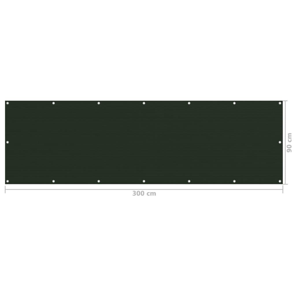 Balkona aizslietnis vidaXL, 90x300 cm, tumši zaļš cena un informācija | Saulessargi, markīzes un statīvi | 220.lv