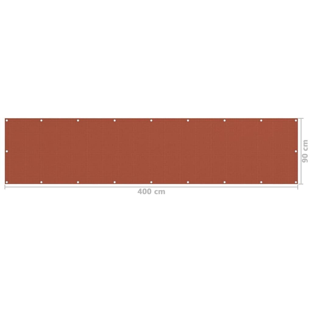 Balkona aizslietnis vidaXL, 90x400 cm, sarkanbrūns цена и информация | Saulessargi, markīzes un statīvi | 220.lv