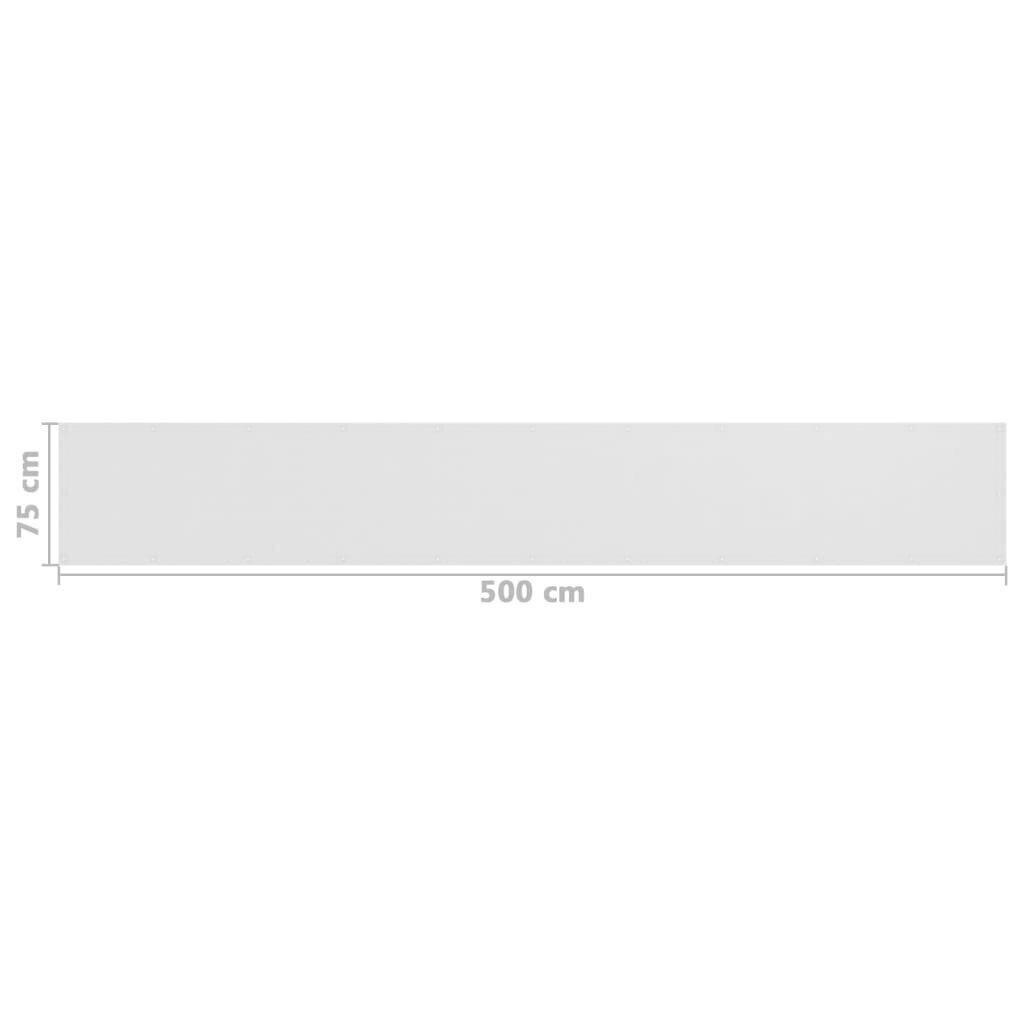 Balkona aizslietnis vidaXL, 75x500 cm, balts cena un informācija | Saulessargi, markīzes un statīvi | 220.lv
