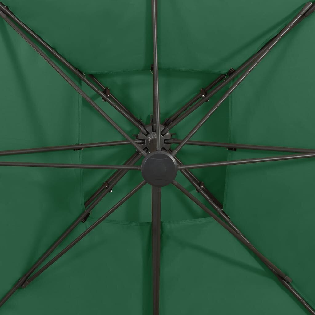 Dārza saulessargs ar divkāršu jumtu vidaXL, 300x300 cm, zaļš cena un informācija | Saulessargi, markīzes un statīvi | 220.lv