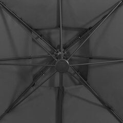 Dārza saulessargs ar divkāršu jumtu vidaXL, 300x300 cm, antracītpelēks cena un informācija | Saulessargi, markīzes un statīvi | 220.lv