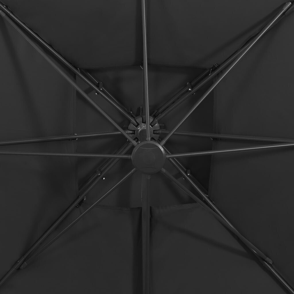 Dārza saulessargs ar divkāršu jumtu vidaXL, 300x300 cm, melns цена и информация | Saulessargi, markīzes un statīvi | 220.lv
