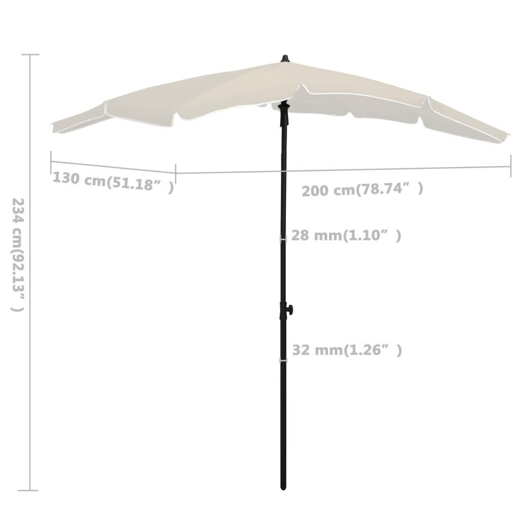 Dārza saulessargs ar kātu vidaXL, 200x130 cm, smilšu krāsā cena un informācija | Saulessargi, markīzes un statīvi | 220.lv