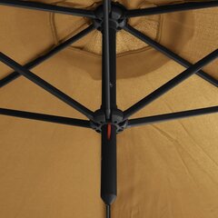 Dubultais saulessargs ar tērauda kātu vidaXL, 600 cm, pelēkbrūns cena un informācija | Saulessargi, markīzes un statīvi | 220.lv
